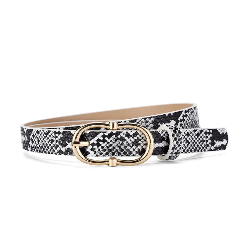 Cool Style Snakeskin Pu Leather Alloy Women's Leather Belts