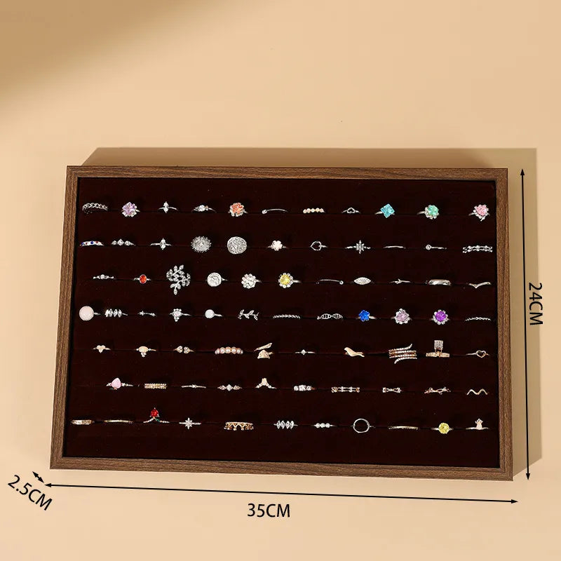 Jewelry Display Tray Earring Necklace Pendant Jewelry Storage Box Ring Plate Bracelet Show Props Wooden Texture High-End Feel
