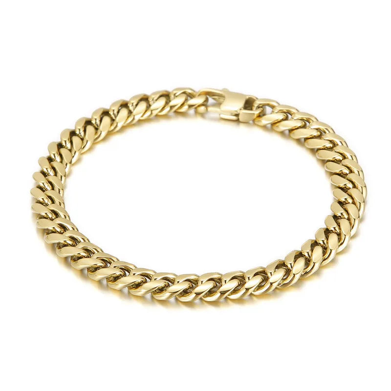 Simple Style Geometric Solid Color Titanium Steel 18K Gold Plated Men's Bracelets