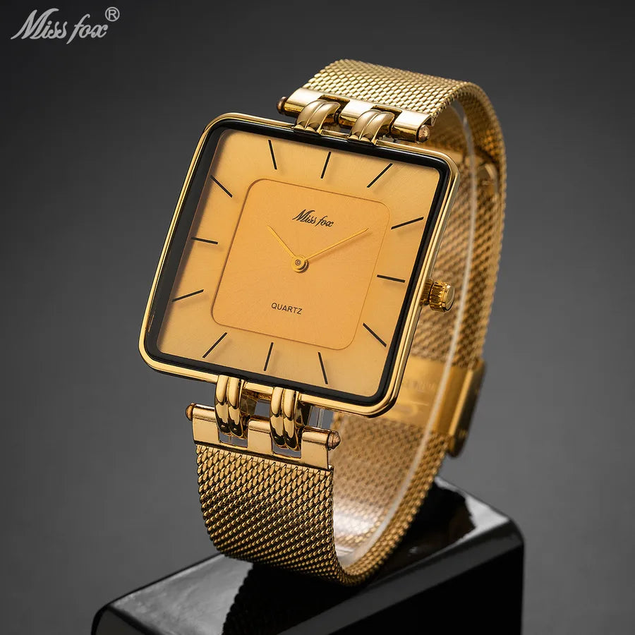 Retro Classic Style Solid Color Buckle Quartz Men's Watches