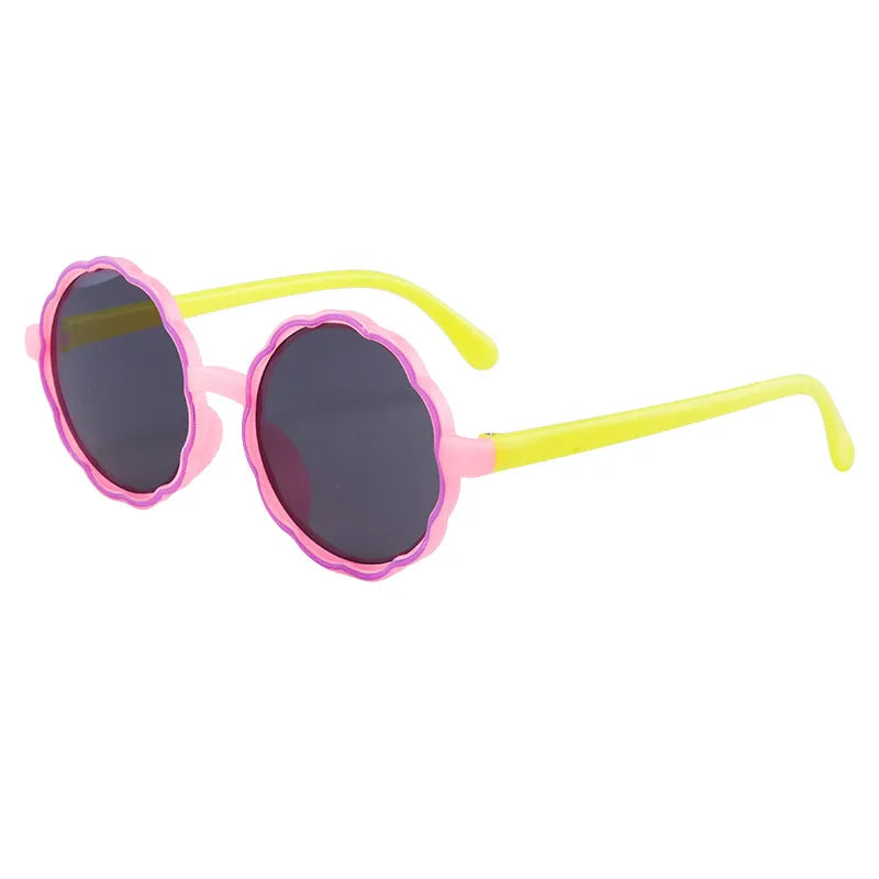 New children's sunglasses fashion cute round frame wave sunglasses trend baby cartoon color sunglasses