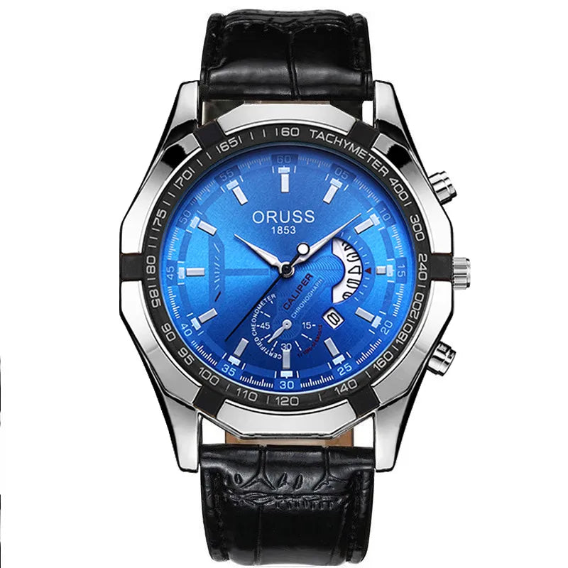 business geometric single folding buckle quartz men's watches