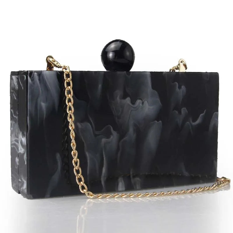 Pink Sky Blue Yellow Arylic Marble Square Evening Bags