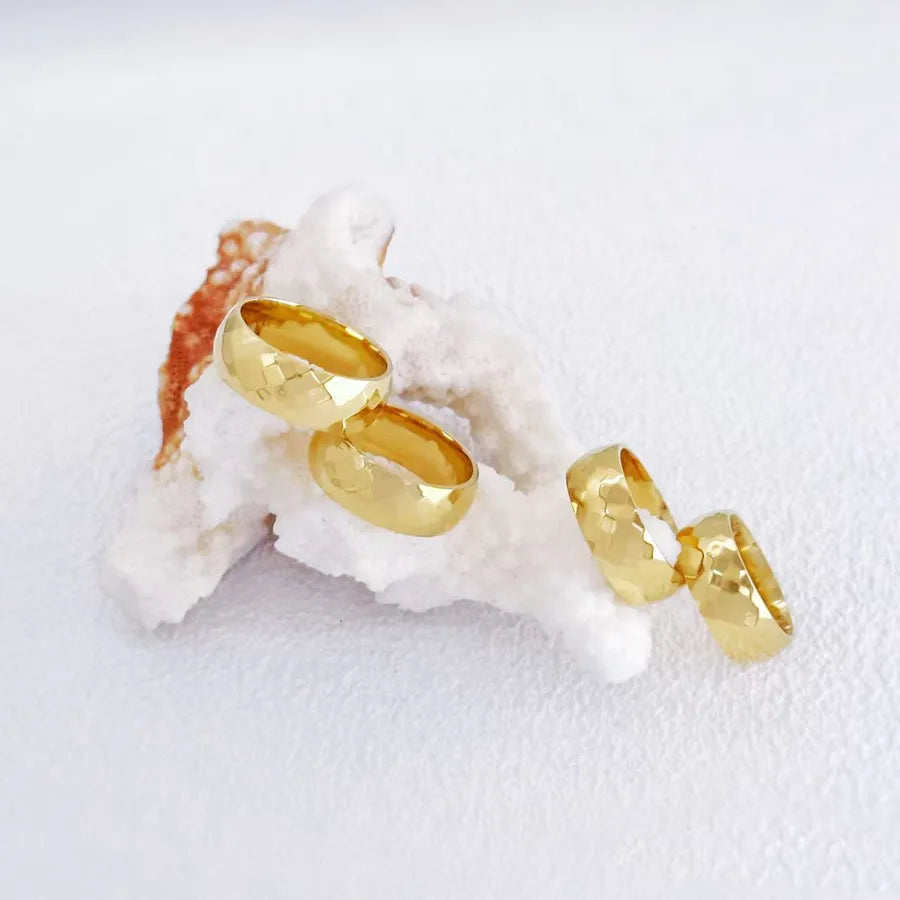 Wholesale Jewelry Elegant Romantic Simple Style Solid Color 304 Stainless Steel 18K Gold Plated Plating Rings