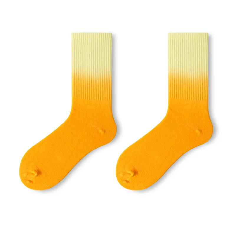 unisex sports gradient color cotton crew socks a pair