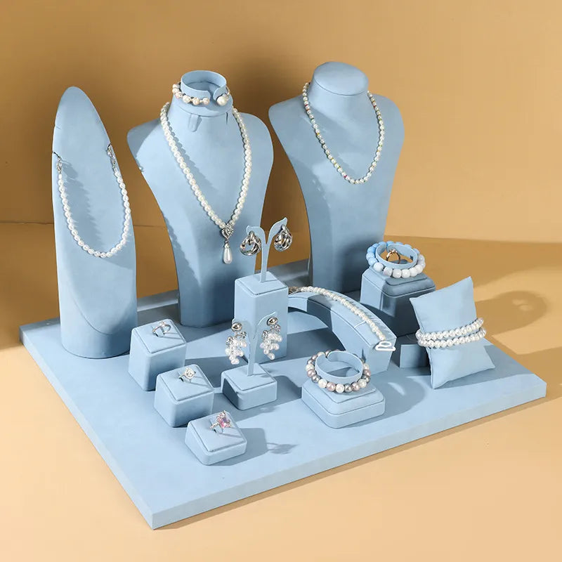Jewelry Display Stand Ring Holder Gold Store Window Showcase Live Diamond Display Props Superfiber And Metal High-End Feel