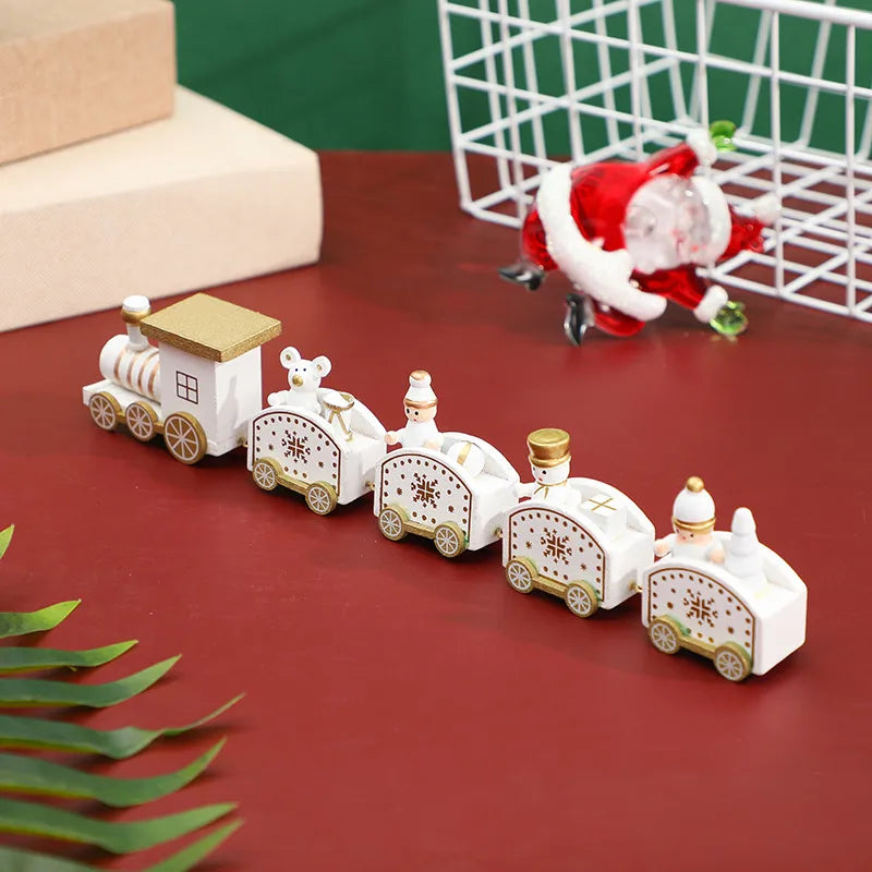 Christmas Glam Cute Train Wood Party Decorative Props