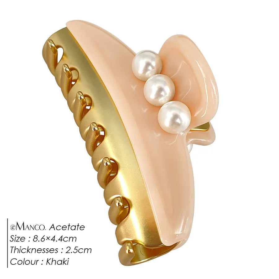 EManco  New Classic High-End Pearl Claw Clip Elegant Hairpin Hair Claw Ins Style Shark Clip