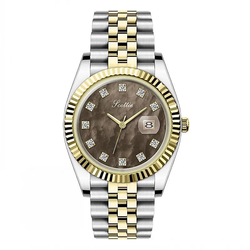 Casual Elegant Lady Solid Color Butterfly Double Snap Quartz Watch Women's Watches