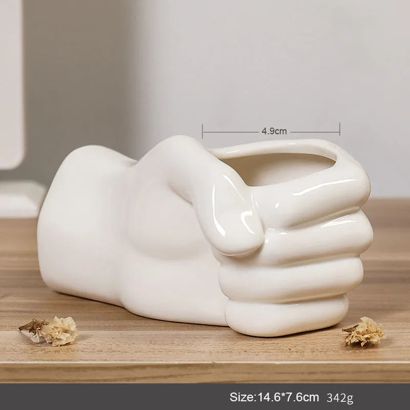Cute Hand Paw Print ceramics Vase Artificial Decorations