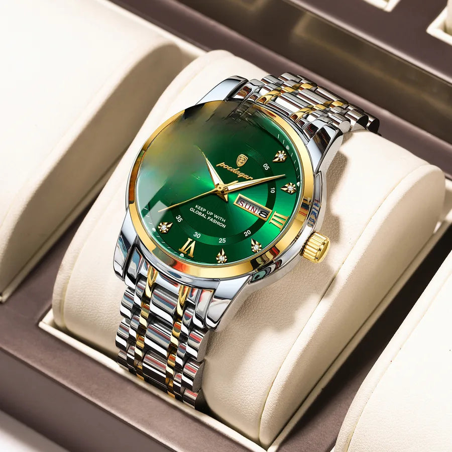 brand waterproof new men's watch double calendar luminous quartz watch live broadcast