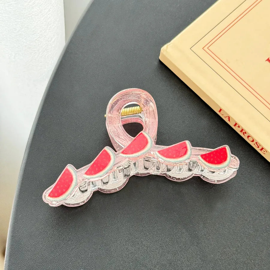 Women's Cute Strawberry Pineapple Watermelon Synthetic Resin Acetic acid sheets Hair Claws