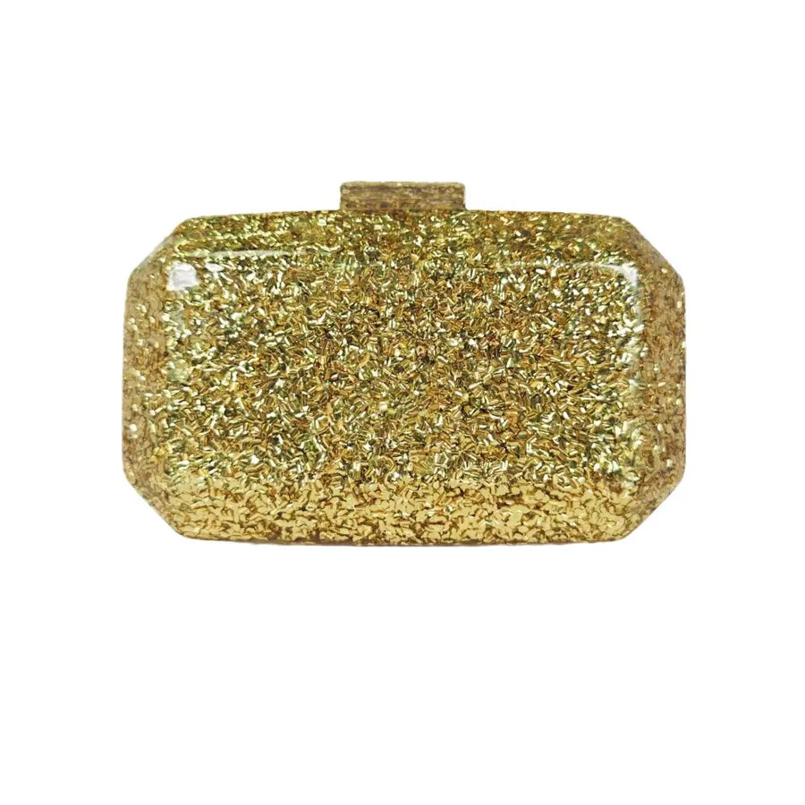 Gold White Blue Arylic Solid Color Square Evening Bags