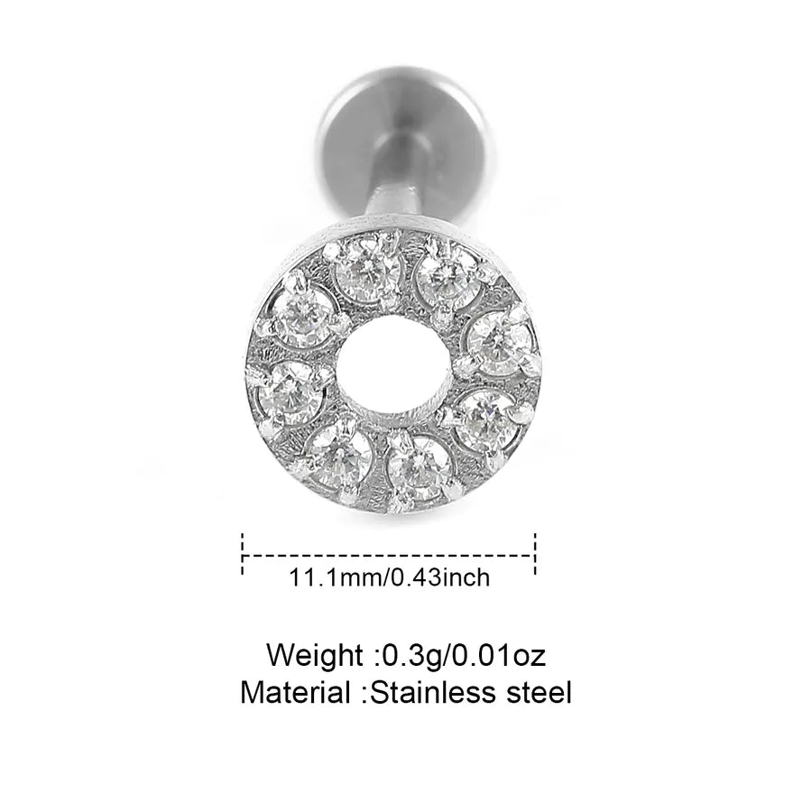 1 Piece Lip Rings Classic Style Solid Color 304 Stainless Steel 316 Stainless Steel  Polishing Inlay Zircon Lip Rings