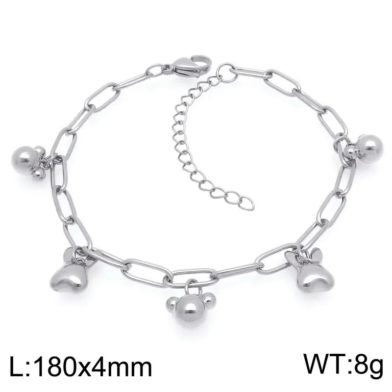 IG Style Vintage Style Cherry Ocean Butterfly 304 Stainless Steel 18K Gold Plated Paperclip Chain Bracelets In Bulk