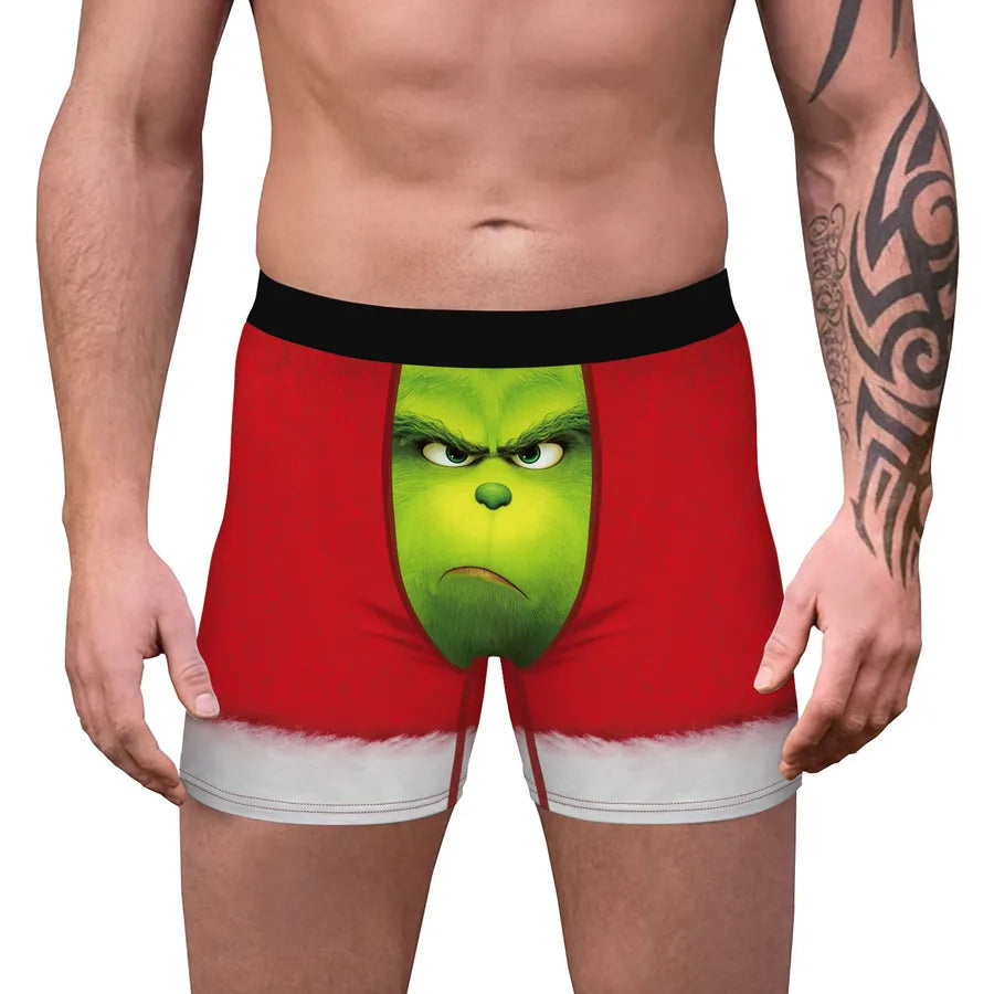 Spot wholesale Christmas digital printing men's sexy underwear comfortable breathable boxers stretch shaped pants