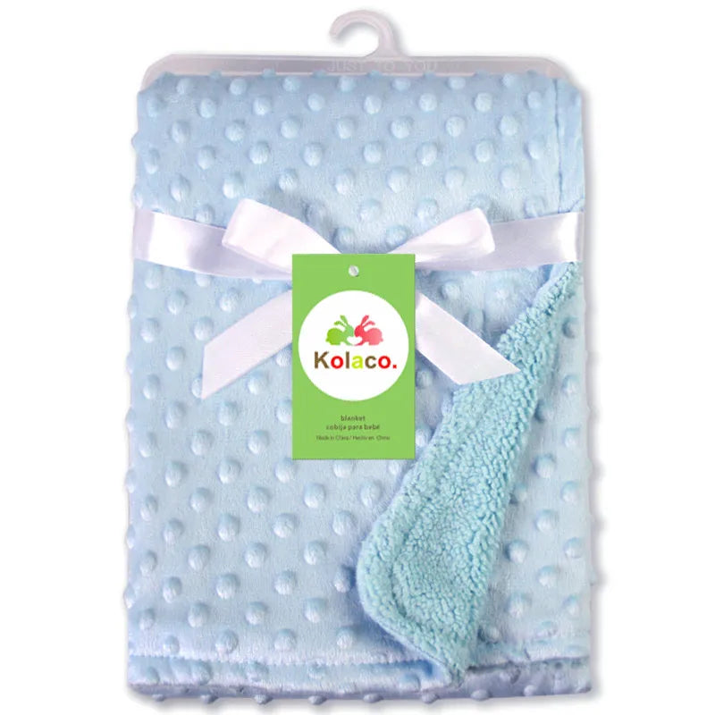 Bean Blanket Bubble Blanket Baby Car Blanket Going Out Blanket Double-layer Warm Solid Color Pressed Bubble Blanket Soft