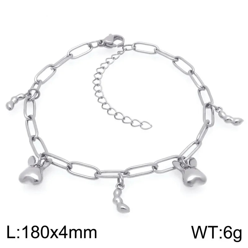 IG Style Vintage Style Cherry Ocean Butterfly 304 Stainless Steel 18K Gold Plated Paperclip Chain Bracelets In Bulk