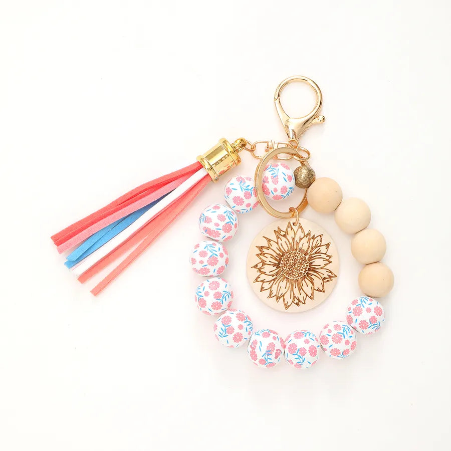 Casual Vacation Simple Style Color Block Wood Beaded Keychain