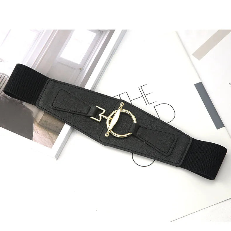 fashion solid color pu leather alloy women's leather belts