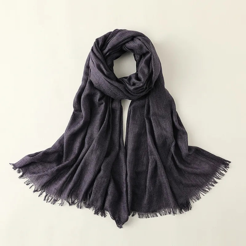 women's simple style solid color cotton and linen silk scarves