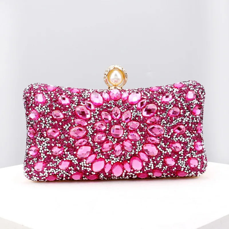 green blue pink pu leather polyester flower pillow shape evening bags