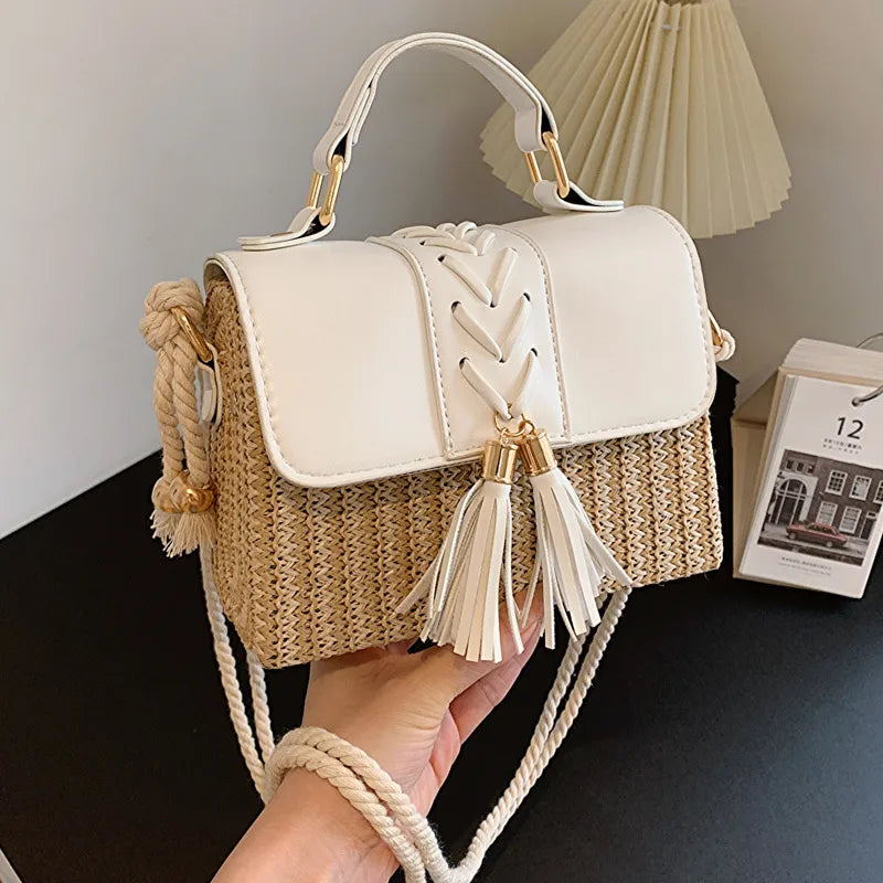 women's small all seasons straw vintage style handbag