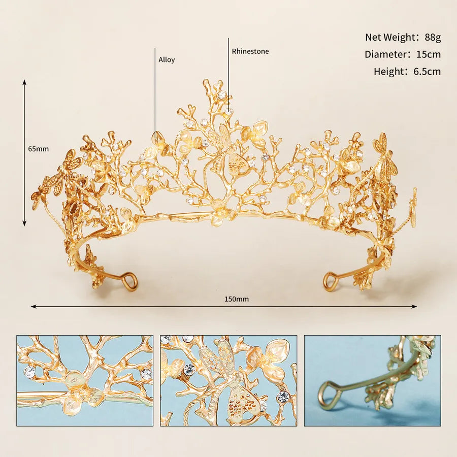 european and american wedding veil accessories alloy rhinestone bridal headdress dragonfly vintage court style crown adult ceremony crown