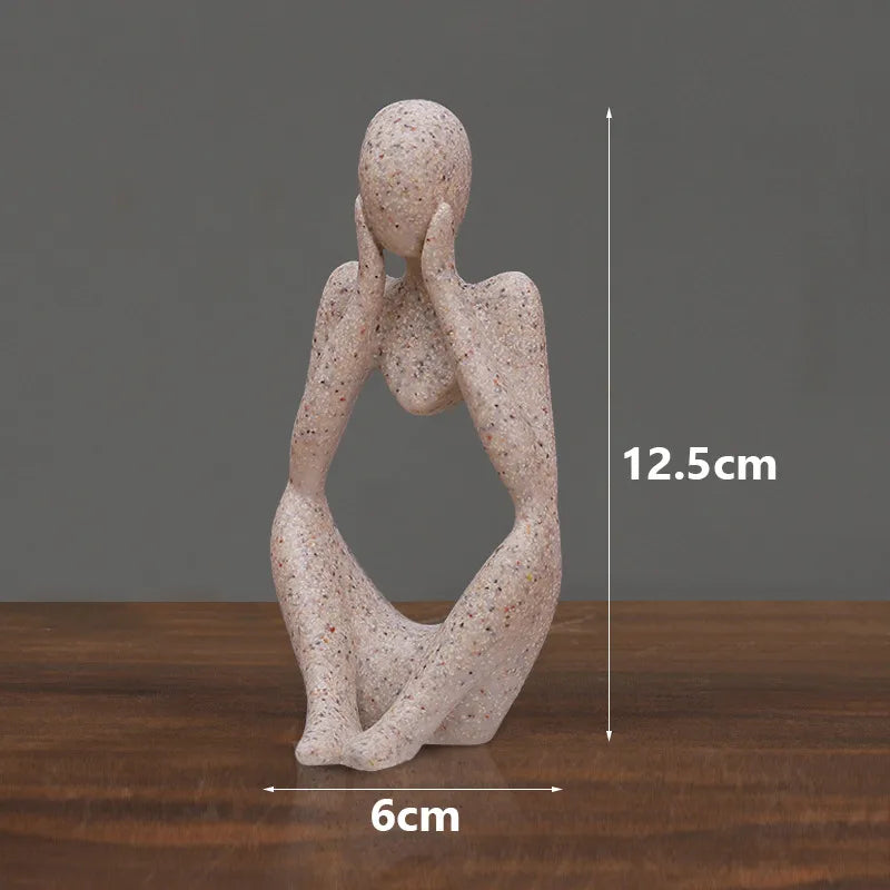 Creative Nordic Mini Abstract Left Thinking and Right Imaginers Little Golden Man 13cm Personalized Home Decoration Ornaments