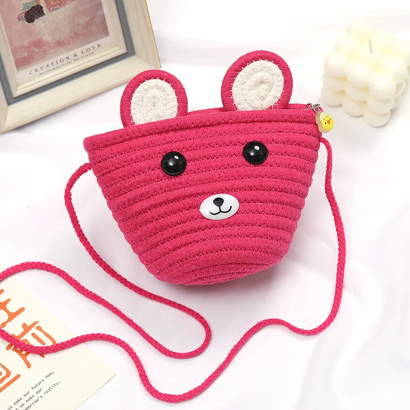 Children's Bag Women's Cute Summer Straw Bag Seaside Woven Bag  New Little Girl Mini Crossbody Coin Purse