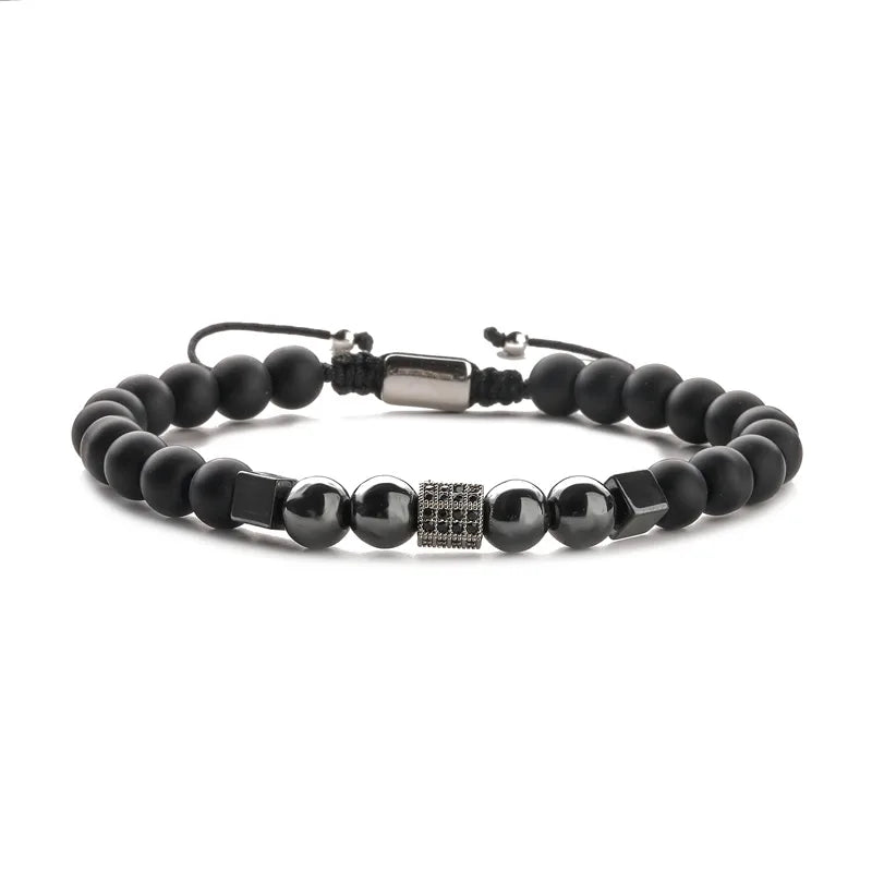 retro streetwear geometric tiger eye copper inlay zircon unisex bracelets