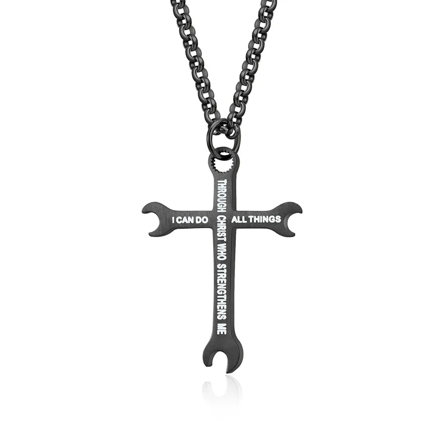 Hip-Hop Retro Cross 304 Stainless Steel Polishing Men's Pendant Necklace