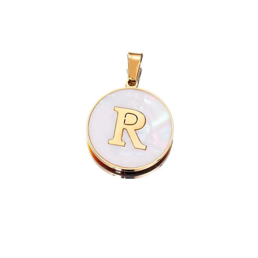 1 Piece 22mm Hole 4~4.9mm 304 Stainless Steel Fritillary Letter Pendant Jewelry Accessories