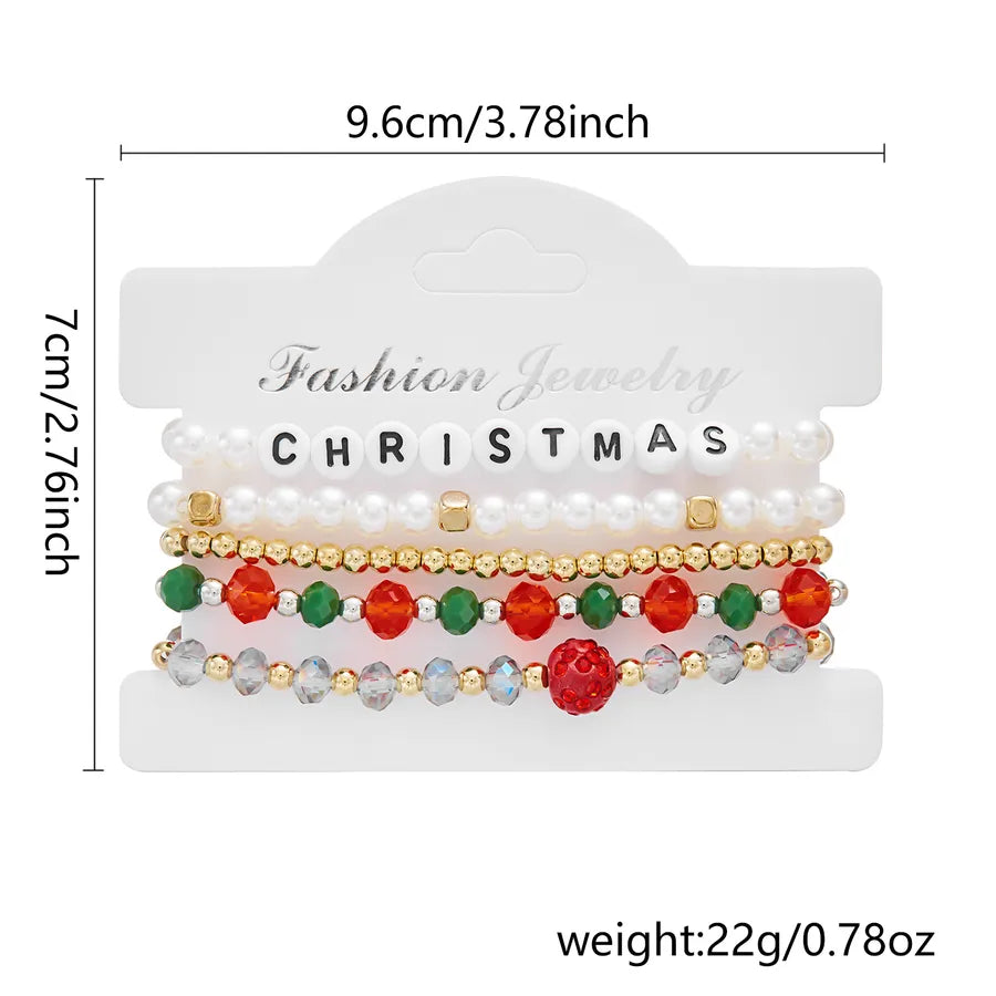 Handmade Christmas Themed Beaded Bracelet Set For Women Soft Clay Snowflake Letter Bracelets  Style