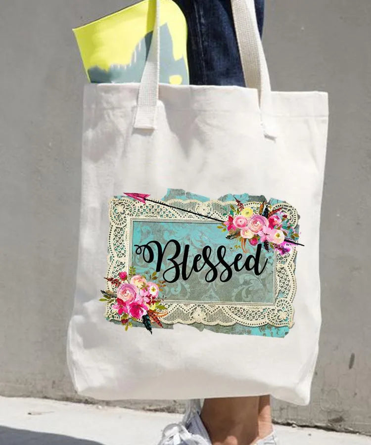 Women's printed shopping bag casual shopping handbag women's shoulder bag large capacity new artistic fresh Women's bag