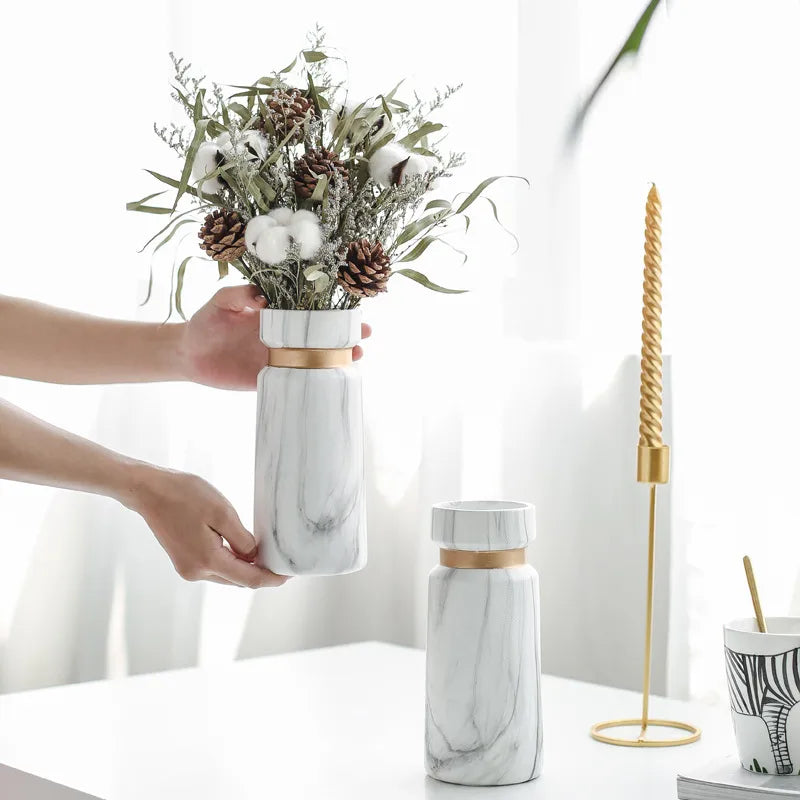 Casual Classic Style Geometric ceramics Vase Artificial Decorations