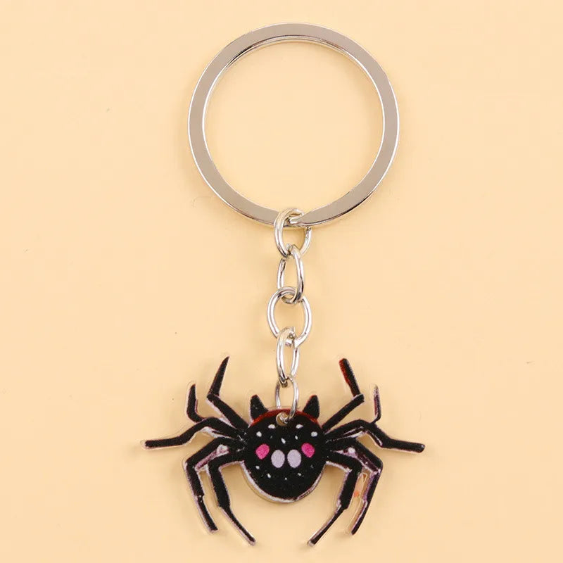 Cartoon Acrylic Keychain Color Block Spider Bat Design Cute Style Personality Hanging Ornament Accessories Halloween Series