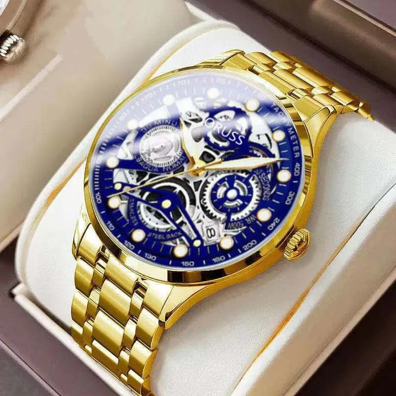 business geometric single folding buckle quartz men's watches