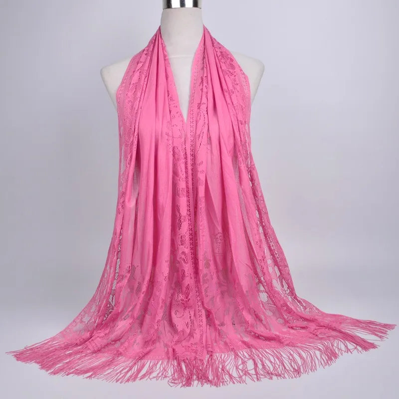women's streetwear solid color polyester tassel winter scarves