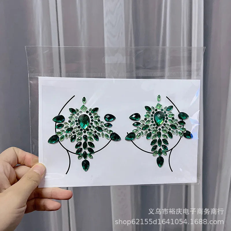 Halloween face stickers chest stickers body tattoo stickers resin acrylic Diamond stickers   tattoo stickers wholesale
