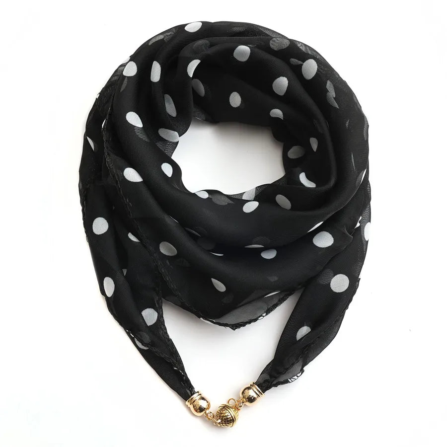 Women's Classic Style Splicing Polka Dots Flower Polyester Printing Silk Scarf