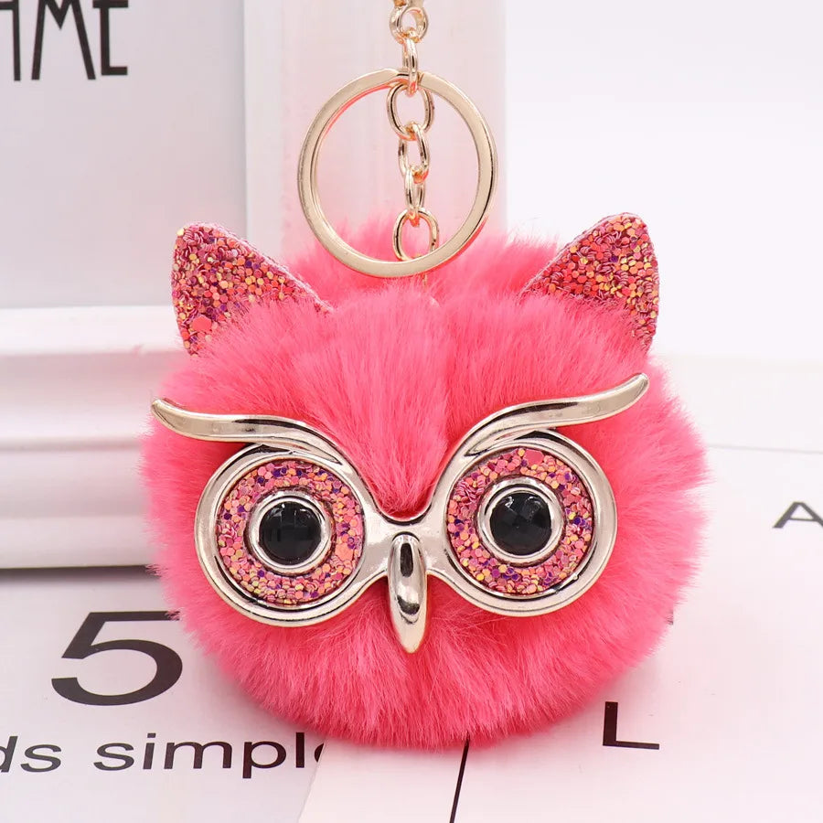 cute owl alloy plush unisex bag pendant keychain 1 piece