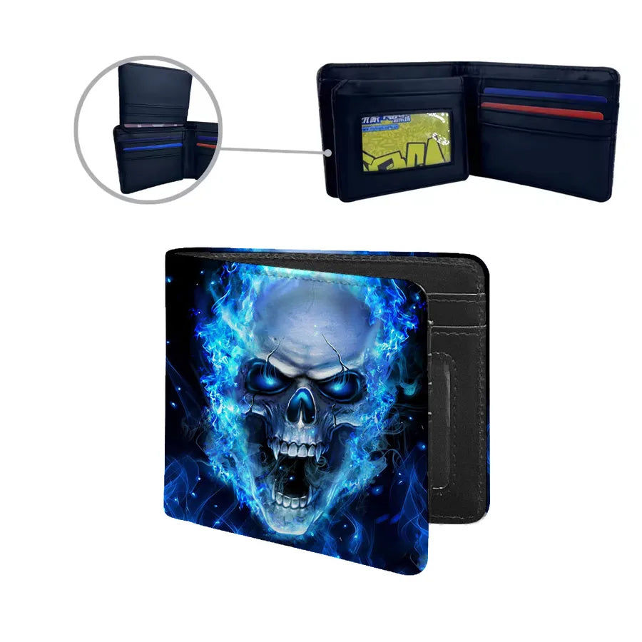Men's Skull Pu Leather Flip Cover Wallets