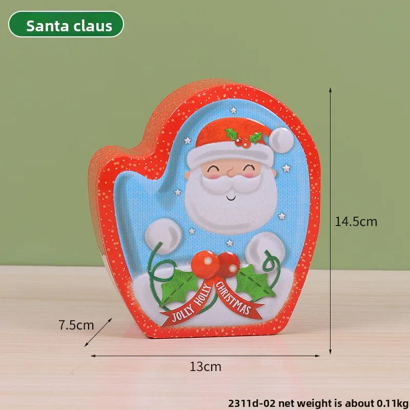 Adorable Christmas Candy Box Santa Claus Reindeer Snowman Storage Can Personalized Christmas Hat Iron Box Gift Packaging