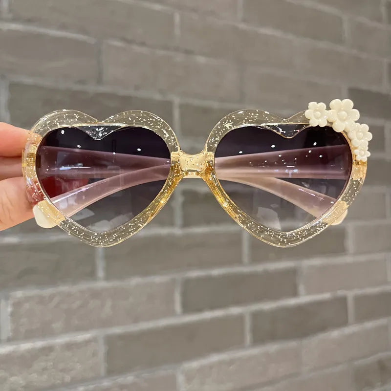 cute heart shape ac special-shaped mirror full frame kids sunglasses