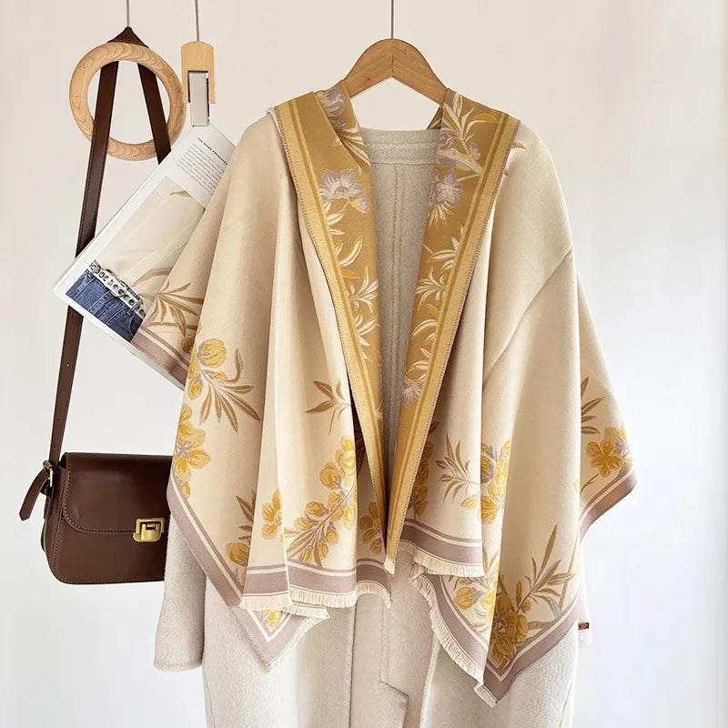 Women's Elegant Plant Imitation cashmere Jacquard Scarf