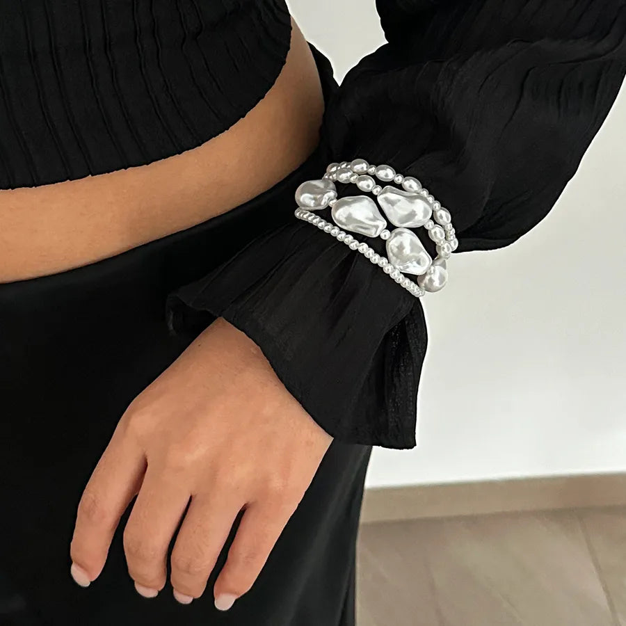 IG Style Geometric Imitation Pearl Beaded Chain Wrap Bracelets Wholesale