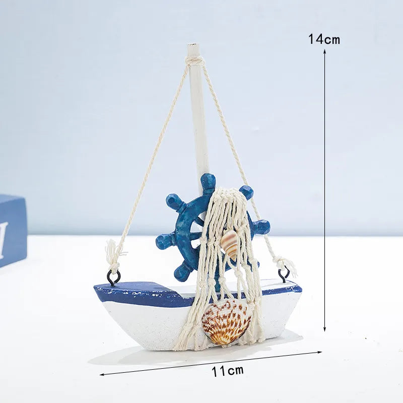 Marine Style Ship Rudder Anchor Wood Ornaments Artificial Decorations
