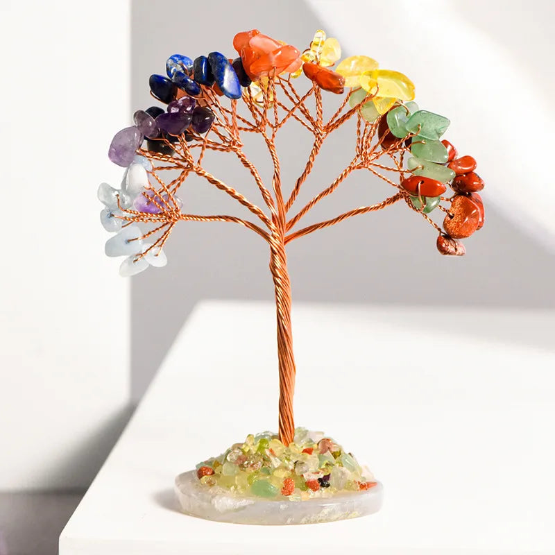 Classical Simple Style Tree Crystal Agate copper wire Ornaments Artificial Decorations