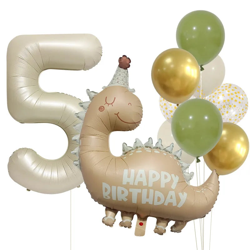Birthday Cartoon Style Dinosaur Number Aluminum Film Home Birthday Festival Balloons